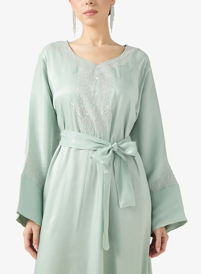 hayas closet  Embroidered Belted Jalabiya for Women | Best Price UAE